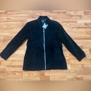 Helium Black Suede Leather Jacket NWT Women’s Large 90s Minimalist Chic